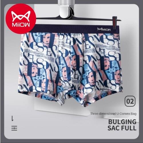 MiiOW Mens Underpants Modale Antibacterial Ice Silk Comfortable Breathable Summer Thin Four-corner Pants Shorts Flat Corner