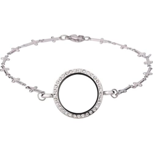 5pcs/lot 5mm Cross living memory 30mm locket bracelet crystal Glass locket bangle for Floating charms Jewelry