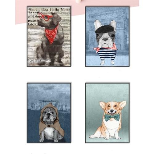 Abstract Oil Painting Modern Minimalist Dog Wall Pictures for Living Room Kids Room Decor Nordic Poster Wall Art Retro Cuadros