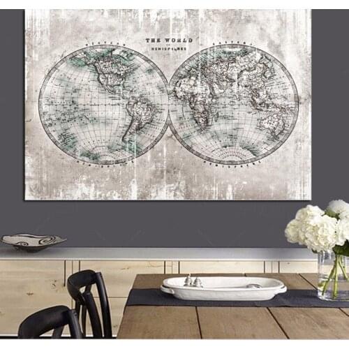 Abstract Modern Retro World Map Canvas Painting Poster Print Art Wall Picture for Office Meeting Room School Caudros Home Decor