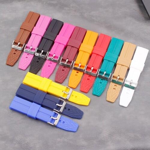 Watch accessories silicone strap 22 mm men and women models outdoor sports and leisure waterproof natural rubber strap buckle