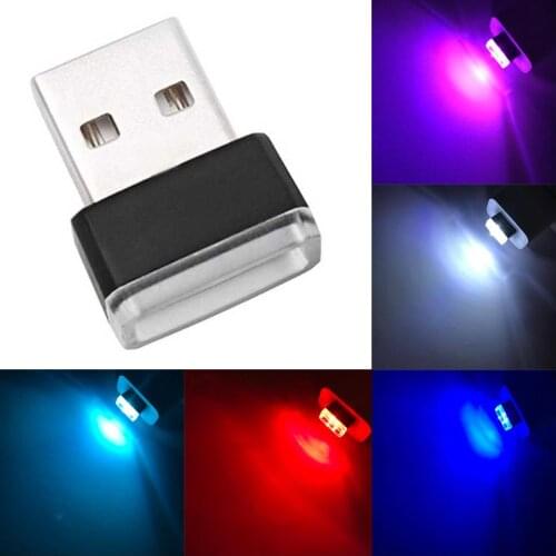 Car USB LED Atmosphere Lights Decorative Lamp Emergency Lighting Welcome Light PC Portable Plug Play Red Blue Auto Interior Led