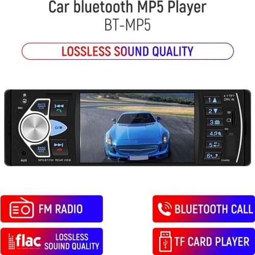 Car MP5 Player 1 Din Android 4022D 4Inch Touch Screen Radio Audio Stereo Bluetooth Fast Charging AUX Multimedia Music System