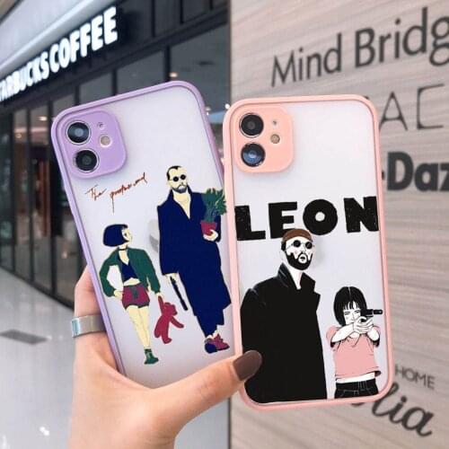 Cute Cartoon Killer Leon Uncle Girl Phone Case For iPhone 12 11 Pro X XR XS Max 6s 7 8 Plus SE2020 Hard Transparent Couple Cover