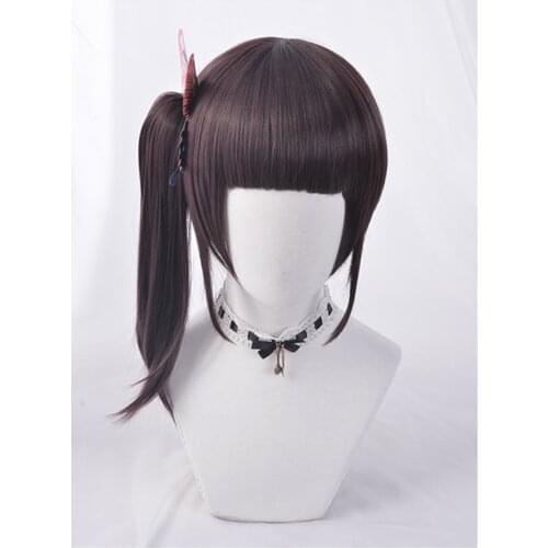 Demon Slayer Kimetsu no Yaiba Kanawo Tsuyuri Kanao Heat Resistant Hair Wig Cosplay Costume Wigs + Butterfly hairpin headwear