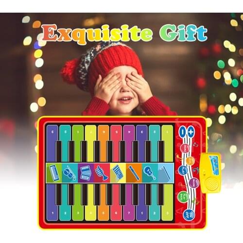 Baby Music Piano Blanket Musical Play Mats Kids Double-row Piano Playing Carpet Childrens Early Educational Toy Music Mat Pads