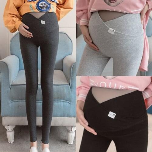 Across V Low Waist Belly Cotton Maternity Legging Spring Casual Skinny Pants for Pregnant Women Autumn Pregnancy