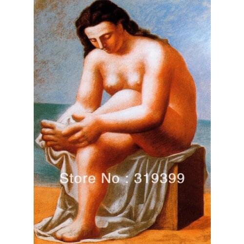Oil Painting Reproduction on Linen canvas,seated-nude-drying-her-feet-1921 by Pablo picasso,Museam Quality,Free fast shipping