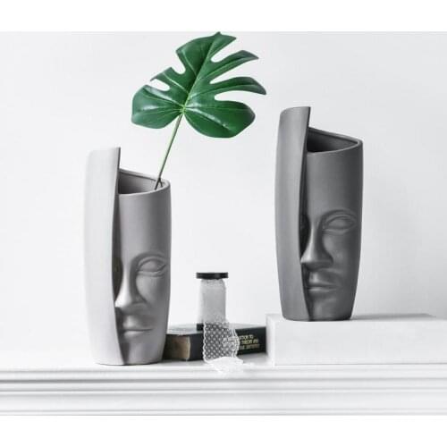 Homelily Modern Ceramic Art Face Vase Nordic Style Home Decoration Crafts Creative Living Room Tabletop Vases For Flowers