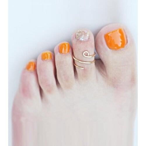 Spiral Rings For Women Simple Fashion Open Cuff Toe Ring Adjustable Finger Pinkie Nail Toes Rings Beach Foot Jewelry