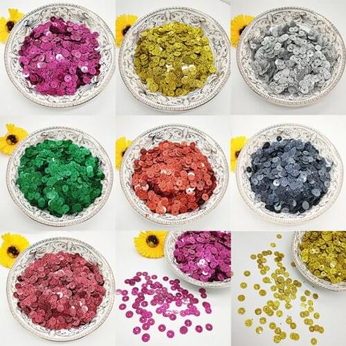LNHOME 40g/Lot 6mm Glitter Sequins 7 Colors Round Confetti Spangle Flat Clothing Sewing With 1 Middle Hole Flake Paillette