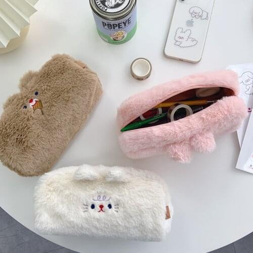 Korea Bunny Plush Pencil Case Fabric Quality School Supplies Stationery Gift School Cute Pencil Box Pencilcase Pencil Bag