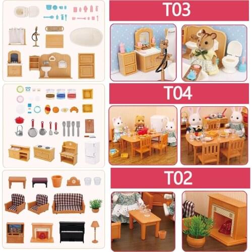 Miniature Dollhouse Furniture Pretend Play Toys Forest Family Doll Kids Simulatio Koala Figure DIY Toy Set Model PlayHouse Game
