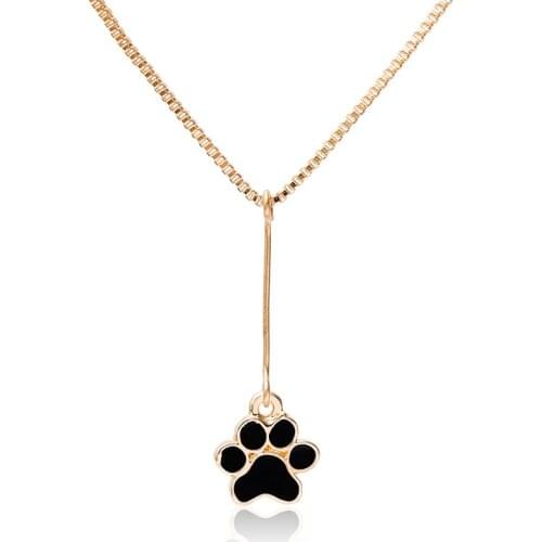 Fashion Necklace Zinc Alloy Pet Paw Cute Pendant Chain Hollow Clavicle Jewellery Statement for Women Valentines Day Necklace