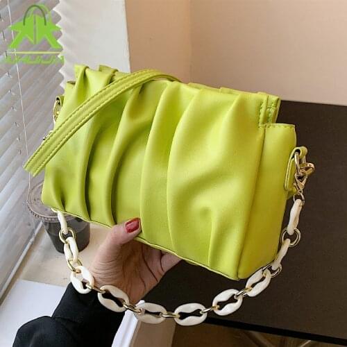 Fashion PU Leather Messenger Bags For Women 2021 New Summer Chain Shoulder Crossbody Cross Body Bag Solid Color Ladies Handbags