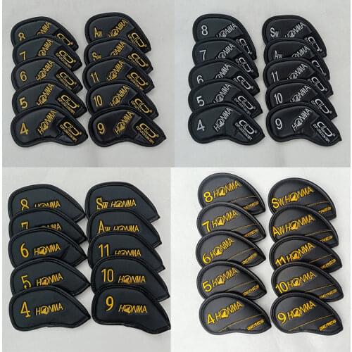 New10pcs/set Honma golf iron club headcover set upscale PU wit Single-sided embroidery golf rods cover 4-11 AW SW Free shipping