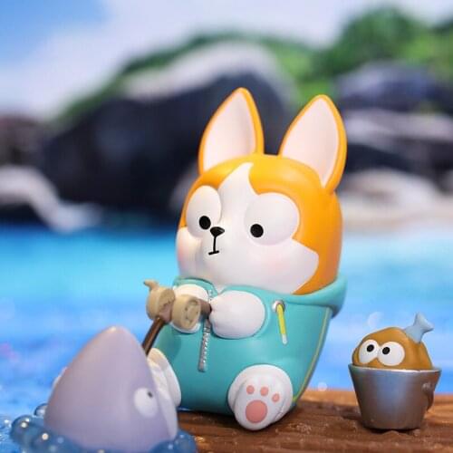 Original POPMART Corgi Island Adventure Series Blind Box Toy Figurine Determined Style Cute Anime Character Gift Free Shipping