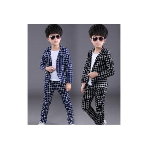 2018 Autumn winter Kids Blazer Baby Boys Suit Jackets Cotton Coat Pants 2 Piece Boy Suits Formal For Wedding Children Clothing