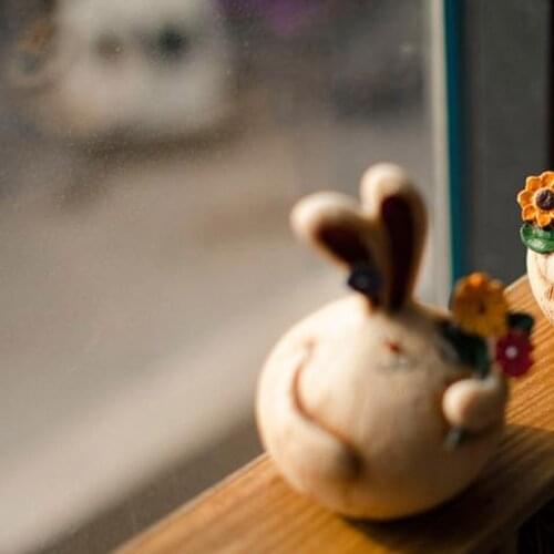 Pastoral Resin Garlic Fat Rabbit Doll Ornaments Easter Bunny Miniature Figurines Desktop Home Ornaments Office Craft Gifts