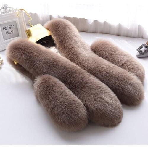 RoRoDox Fluffy Fur Vest Coat Women Winter Warm Outerwear Parka Vest Sleeveless Short Furry Waistcoat Jacket