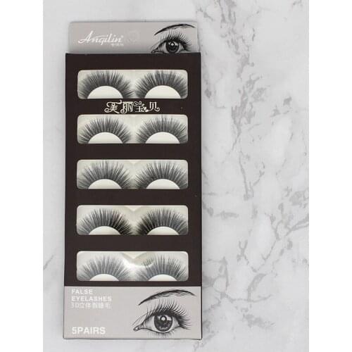 Hot Sale False Eyelashes Five Pairs of Fiber Encryption False Eyelashes Realistic Three-dimensional Soft