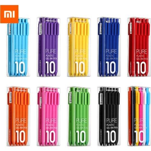 10pcs KACO Sign Pen 0.5mm ABS Plastic Pen Write Length 400M for Work and Study Red Black Inks Blue Refill