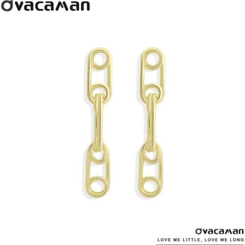 Dvacaman Chain Earrings Vintage Geometric Circle Metal Statement Drop Earrings for Women Fashion Jewelry 2020 NEW Wholesale Gift