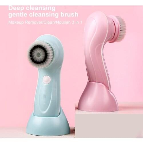 3IN1Electric Facial Cleansing Brush Waterproof Soft Silicone Face Washing Brush Skin Care Device Facial Massager Deep Pore Clean