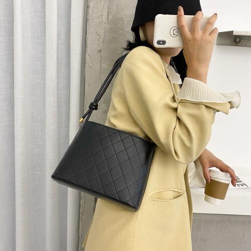 Crossbody Bag Ladies Designer Shoulder Bag Female Handbag Women Bag Fashion 2021 PU Leather Simple Diamond Lattice Zipper Bucket