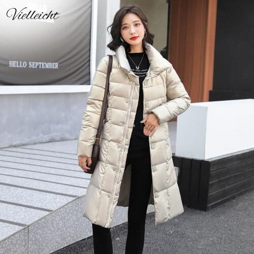 Vielleicht New Elegant High Quality Winter Clothes Women Fashion Stand Callor Jacket Coat Winter Women Warm Casual Long Parkas