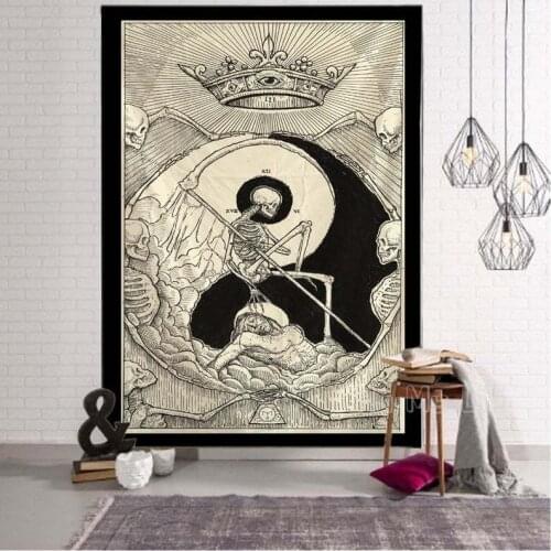 Death Gothic Tarot Card Style Wall Hanging Vintage Art Tapestries