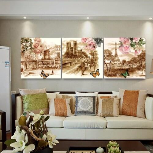 Vintage Home Decor Modern Painting Canvas Pictures for Living Room Canvas Painting European Building Wall Art Oil Painting HY123