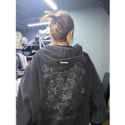 Personalized street fashion full loose version hooded womens sweater autumn 2021 new fashion all-match casual style