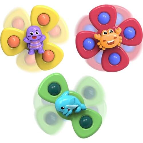 1pcs Kids Fidget Spinner Toys ABS Colorful Animal Gyro Toy Relief Stress Educational Fingertip Rattle Toys Bathing Toy For Baby