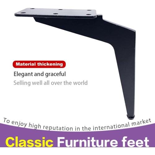 1Pack Metal Furniture Sofa Legs, 6inch Modern Style DIY Furniture Feet Replacement, Black Triangle Table Cabinet Cupboard Feet H