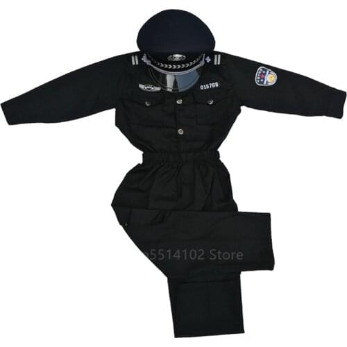 2020 Kids Traffic Police Officer Military Cosplay Costumes Boys Girls Carnival Party School Team Stage Performance Uniforms Sets