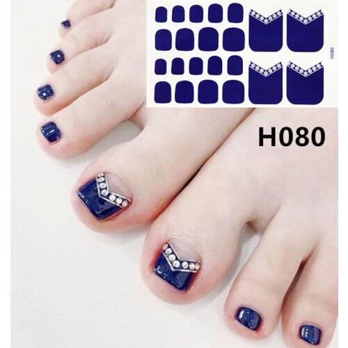 22tips/sheet Fashion Multicolor Toenail Stickers Full Cover Self-Adhesive Nail Polish Wraps for Feet Stickers Pregnant Women