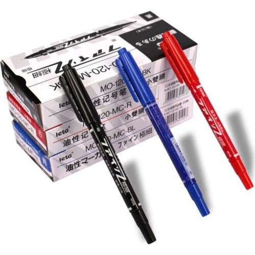 3 pcs/set Oily Marker Pen Double-ended Marker Thick Oily Painting Hook Line 0.5mm-1mm Plastic Marker Pen stationery brush pen