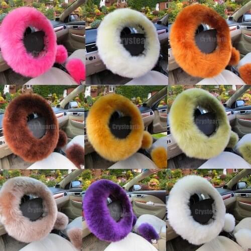 38cm Universal Winter Warm Car Auto Steering Wheel Cover Handbrake Lever Cover For Honda Toyota Ford Nissan Hyundai Volkswagen