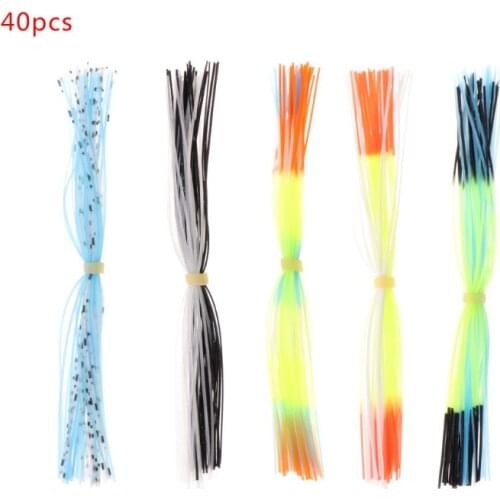 40 Pcs/Strands Fishing Skirts Silicone Rubber Jig Squid Lure Spinner Bait Thread
