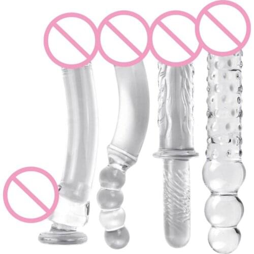 50LF Glass Dildo Butt Plug Prostate Massager SM Fetish Stimulate G-spot Stimulator Adults Couples Erotic Sex Toy