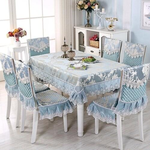 7 Pcs/Set High-Grade Ice Crystal Table Cloth Chair Cover Cushion Set, Universal In All Seasons, Exquisite Craftsmanship