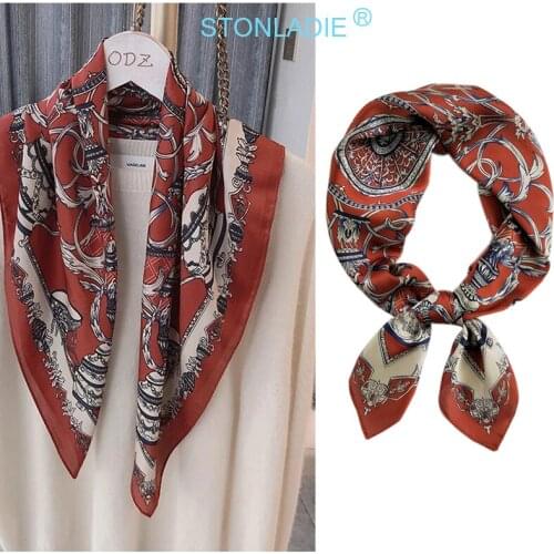 70x70CM Small Silk Scarf Shawls For Women 2021 Spring Autumn Summer Thin Womens Neckerchiefs Printing Hairband Bags Ribbon