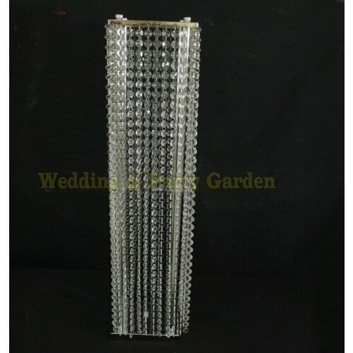 80cm Tall Silver Color Wedding Crystal Column Flower Stand with bead strands Wedding Centerpiece 10 pcs/lot