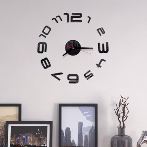 Acrylic Mirror Wall Clock Modern DIY Interior Roman Wall Clock Wall Clock 3D Sticker Home Mirror Effect 4 Style 3D Wall Stickers