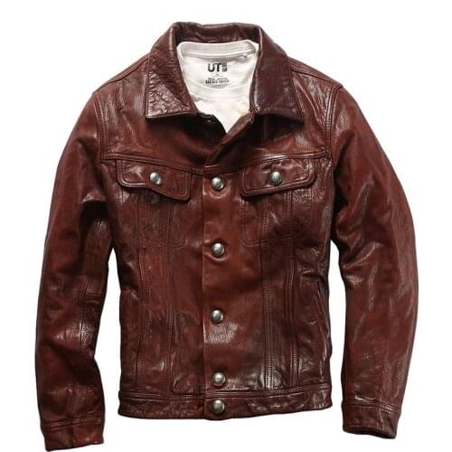 AL-1905 Read Description! Asian Size Good Goat Leather Jacket Genuine