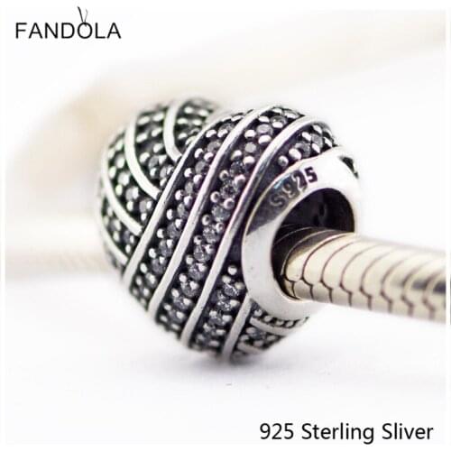 CKK 925 Sterling Silver Love Lines Heart Charms Original Fashion Beads Fits Bracelets Bangle DIY Jewelry