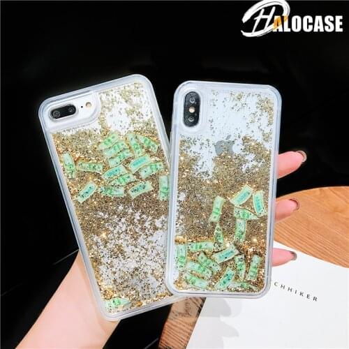 Glitter Liquid Sand Dollar Money Case For iPhone 11 Pro MAX 6 6S 7 8 Plus Dynamic Liquid Phone Cover For iPhone X XS XR XS MAX