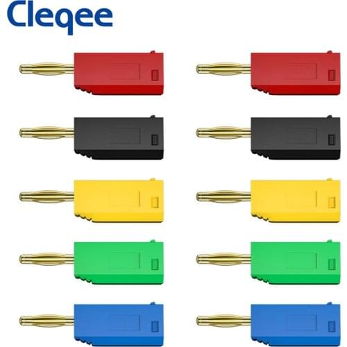 Cleqee P3012 10PCS 2mm stackable banana plug gold plated copper connector with 2mm socket jack can be Welded/soldered 30V/10A