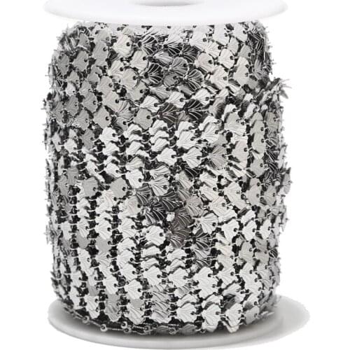 New Stainless Steel Decorative Chains with leaf Connector Making gold/silve tone 6MM width